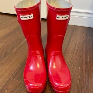 Hunter Original Short Red Gloss Women's Rubber Boots Size 7